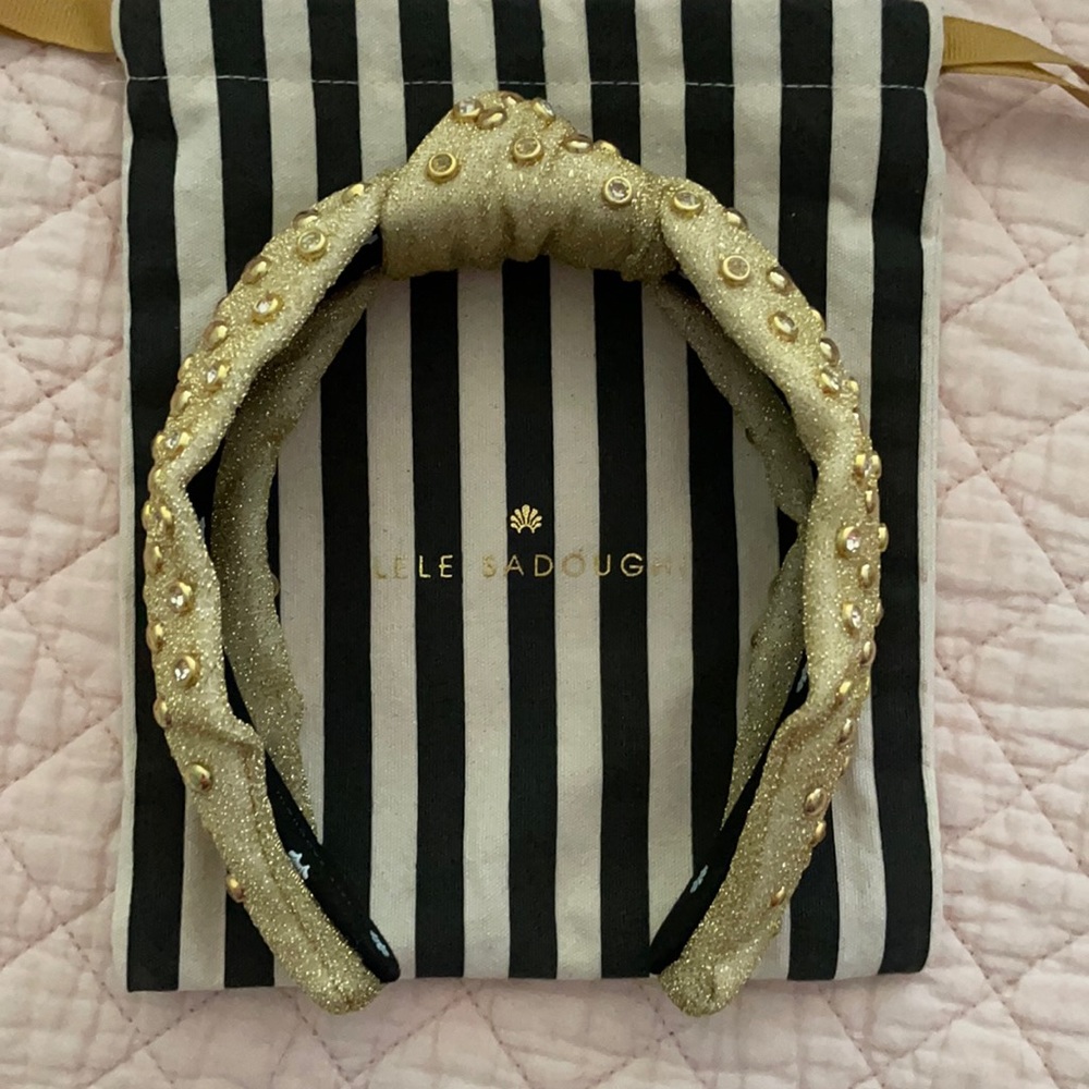 NWOT Lele Sadoughi gold stud and crystal headband